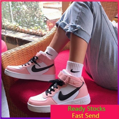 Nike air force high top pink top