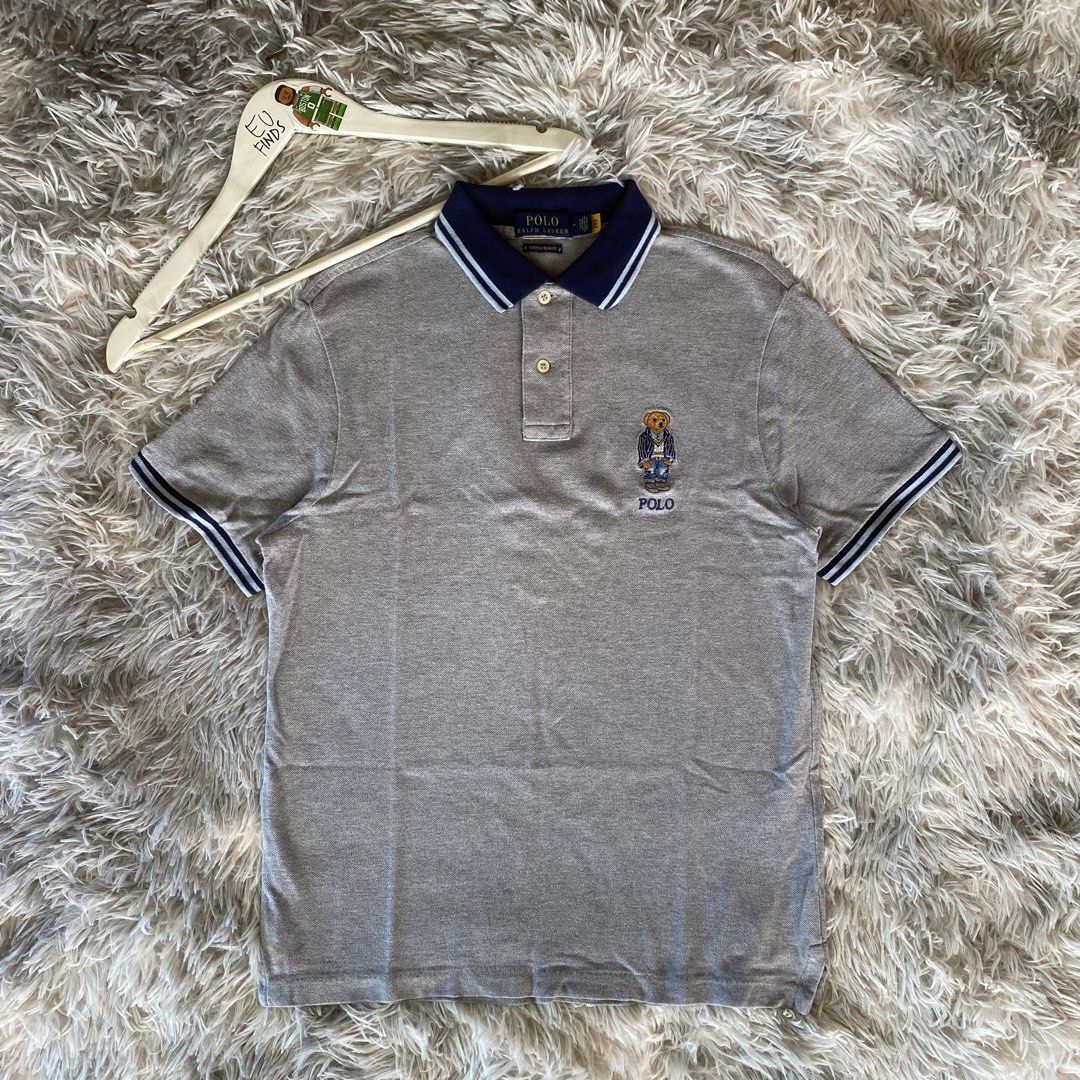Polo Ralph Lauren RL Polar Bear Mesh Twin Tipped Gray Polo Shirt
