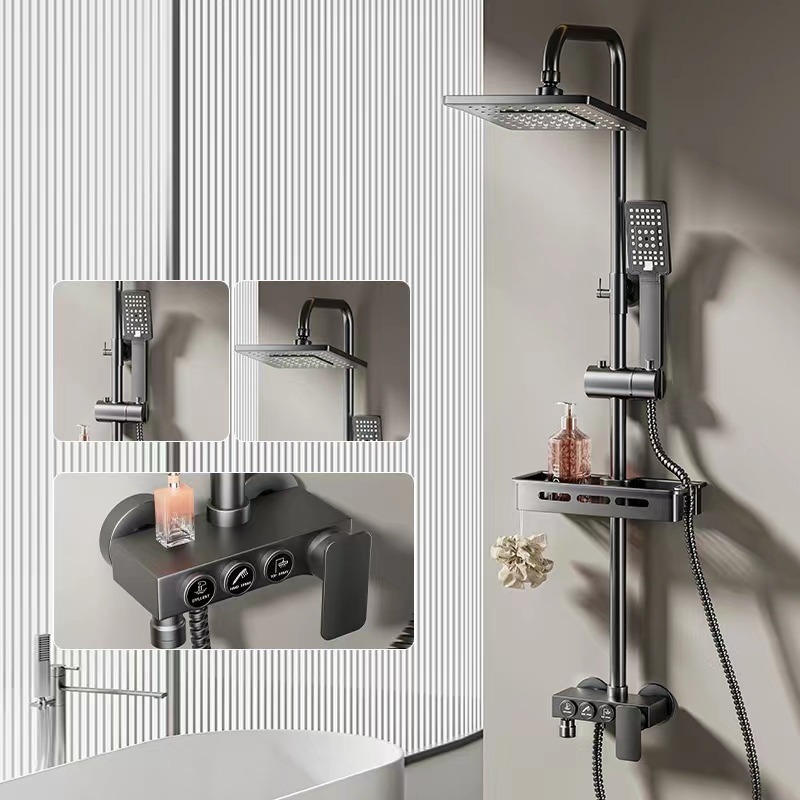 Premium Gray/Grey Color Rainfall Shower Head Set, Furniture & Home