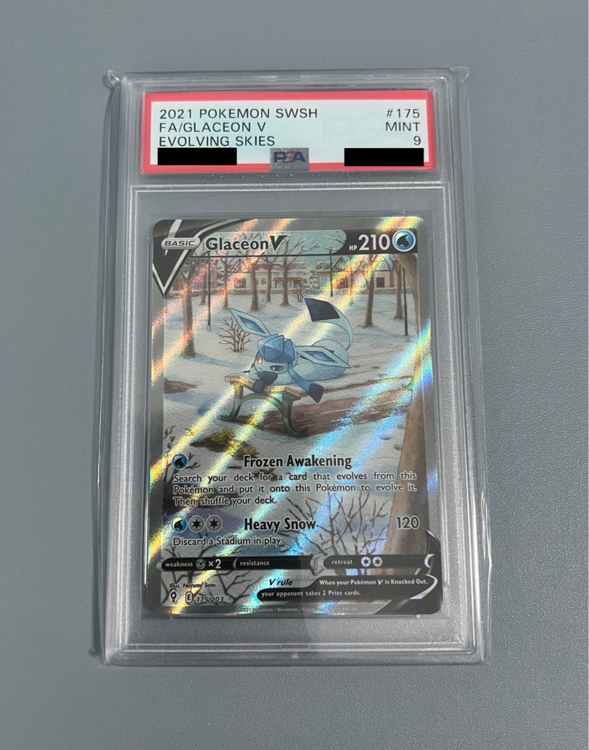 [PSA 9] Glaceon V alt art evolving skies 175/203 pokemon tcg graded