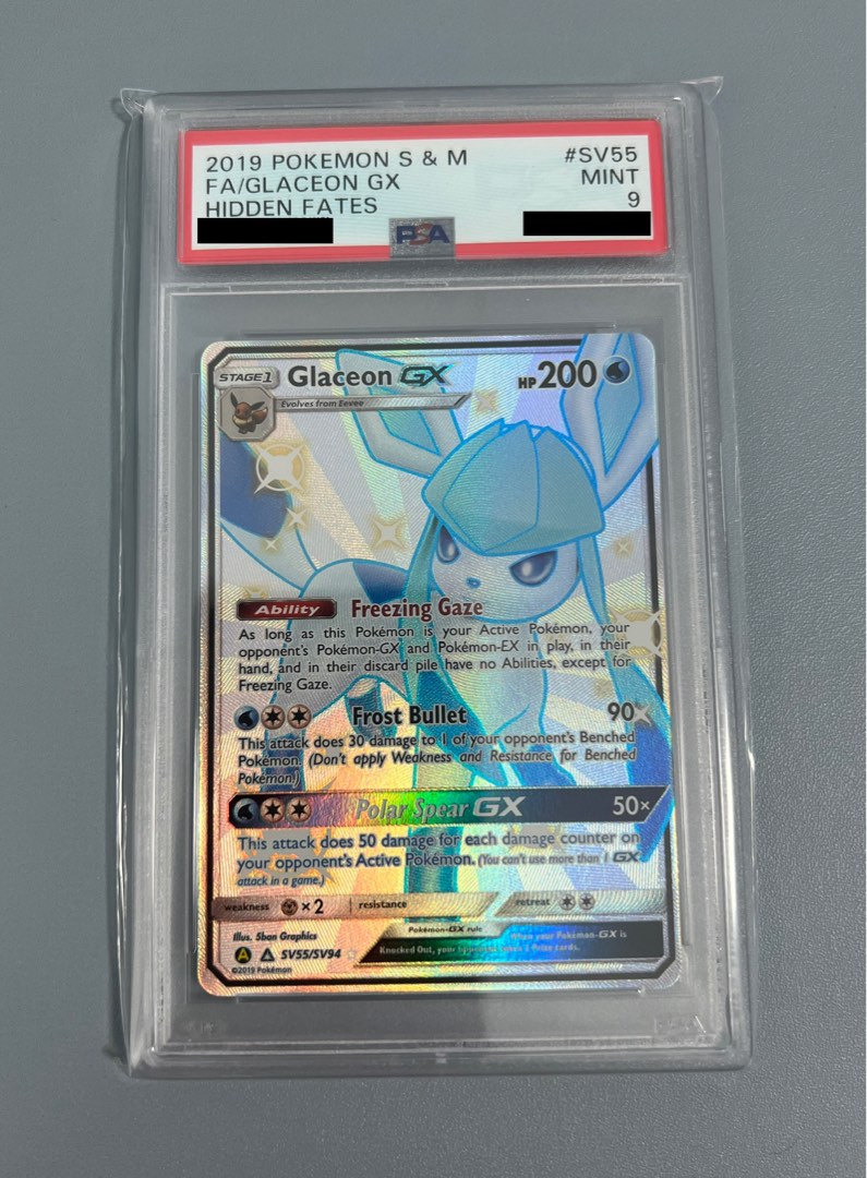 Psa 9 Shiny Glaceon Gx Hidden Fates Sm115 Shiny Vault Sv55 Pokemon Tcg Graded Card Psa 9 Slab