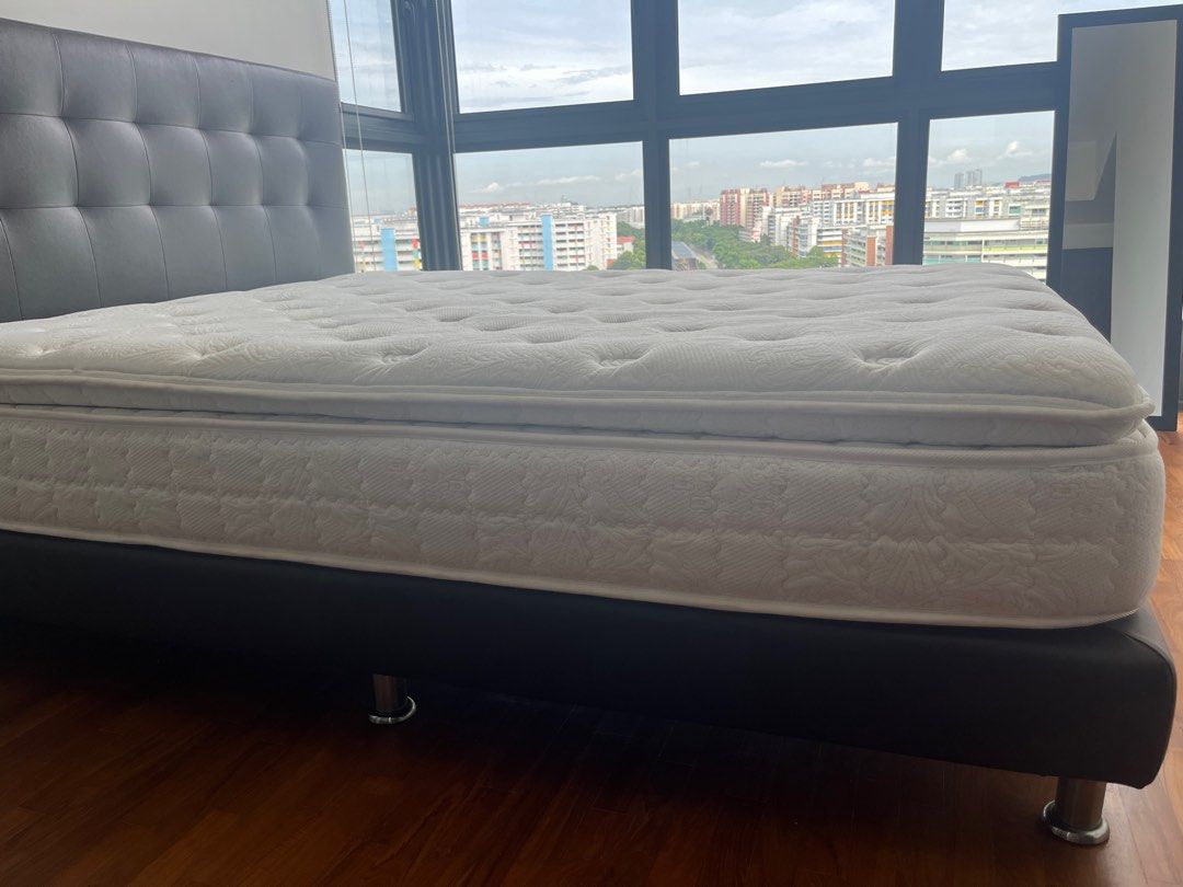 Queen Size Bed with Dunlopillo mattress, Furniture & Home Living