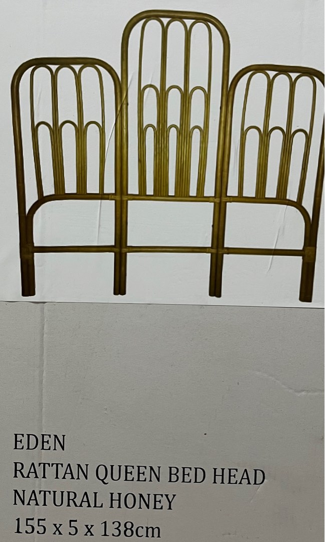 Rattan Bed Head Queen Size, Furniture & Home Living, Furniture, Bed