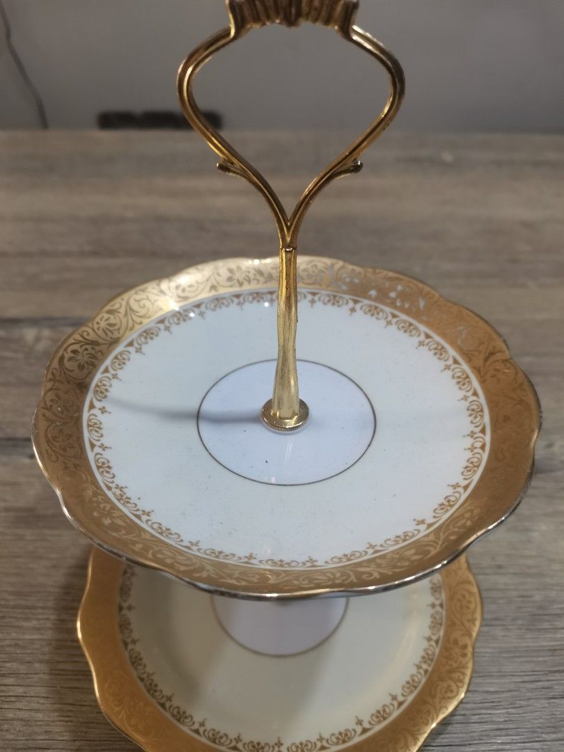 Royal Albert Regency small dessert stand 2 tier (Category: Dinnerware & Cutlery) located in Pasig City. Submitted by singledadreseller (Listing ID 1267750917, Image 2). Description: Royal Albert Dessert stand 2 tier with minmal gold loss on rims of plate no cracks no crazings.