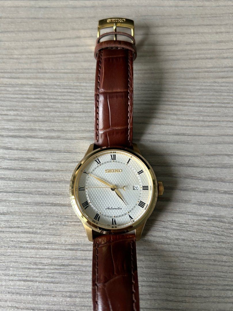 Seiko Automatic 23 Jewels Brown Leather Strap SRP772 Men s Watch
