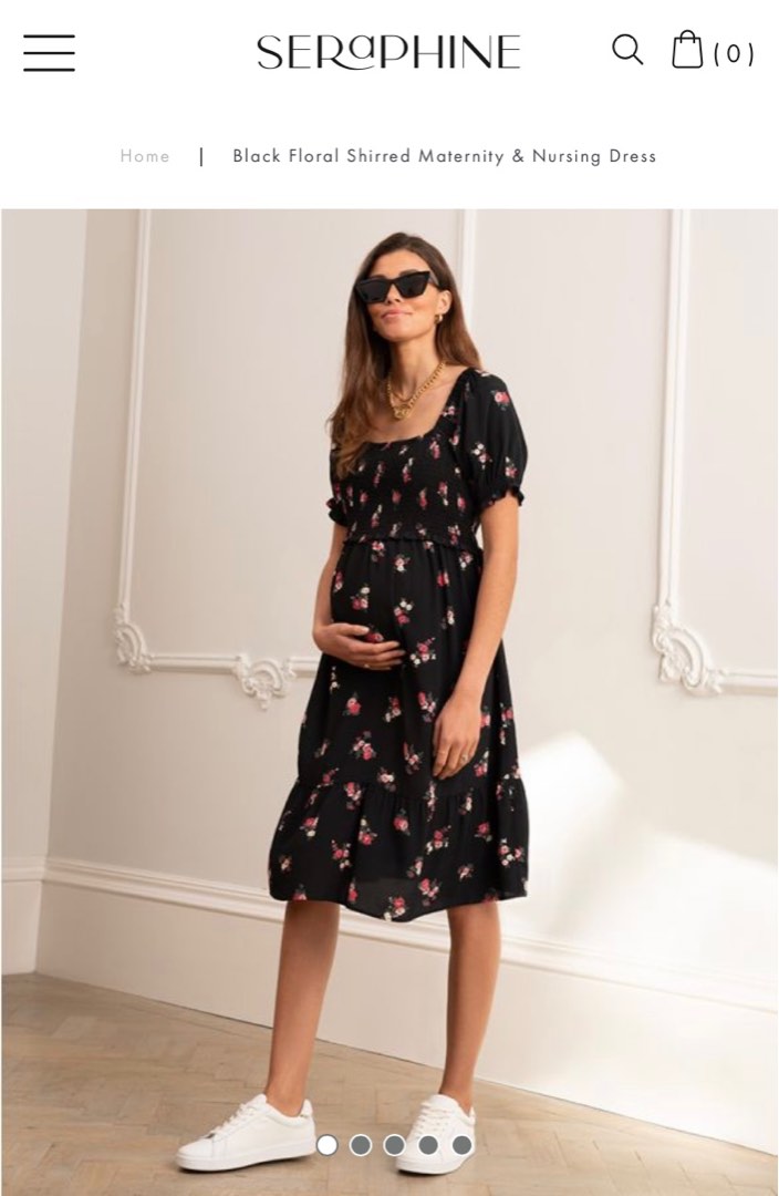 Buy Seraphine Black Black Floral Wrap Maternity & Nursing Dress from Next  USA