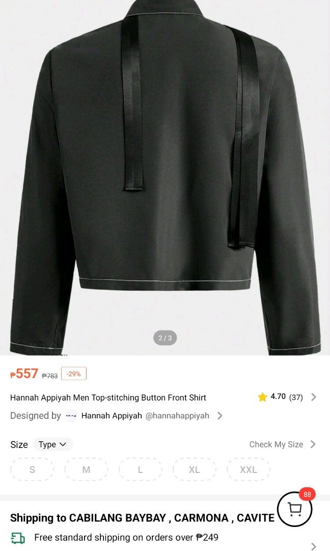 SHEIN Hannah Appiyah Men Top-stitching Button Front Shirt (Category: Coats, Jackets and Outerwear) located in Cavite. Submitted by krndr (Listing ID 1267885770, Image 2). Description: size Xl sold out na sa site ng shein sobrang bago paaa rfs: need funds for meet up and delivery, just send me a dm!.