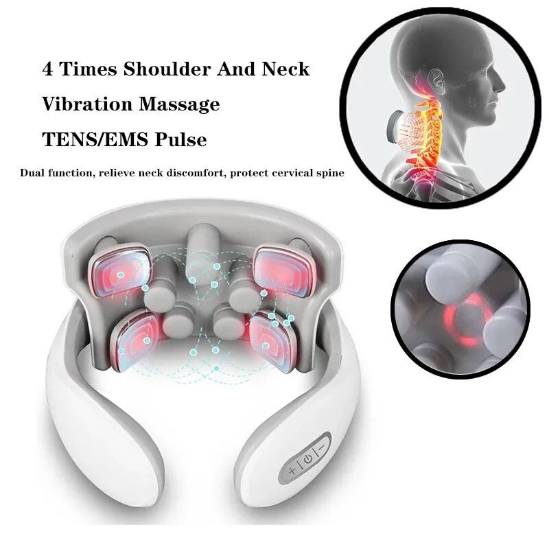 Smart Electric Neck Massager Neck Shoulders Massage Vibration Hot Compress  Voice Massager For Muscle Relieve Vertebra Vertetis 