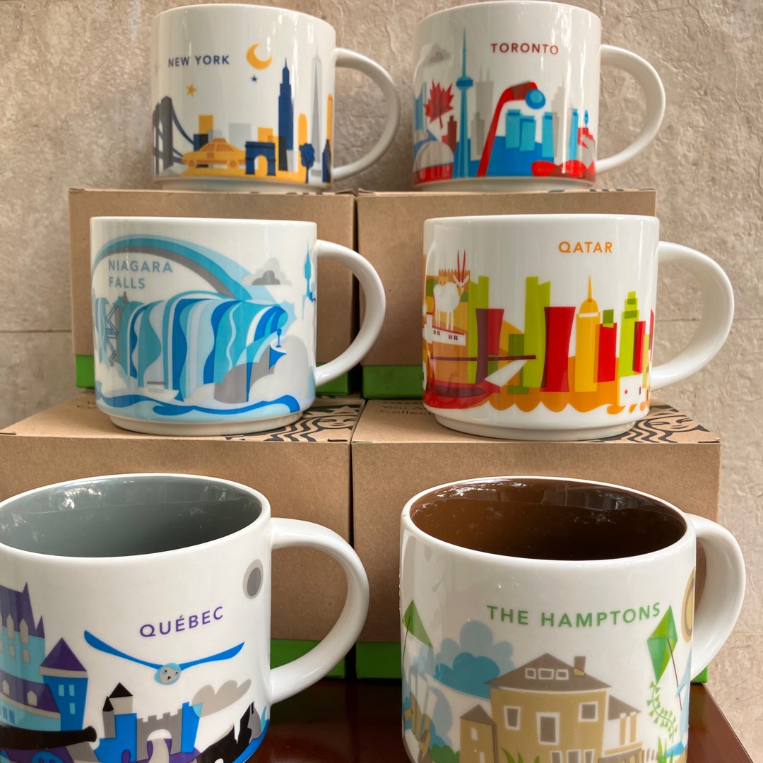 STARBUCKS Glass Mug Toronto Quebec The Hamptons Niagara Falls Qatar