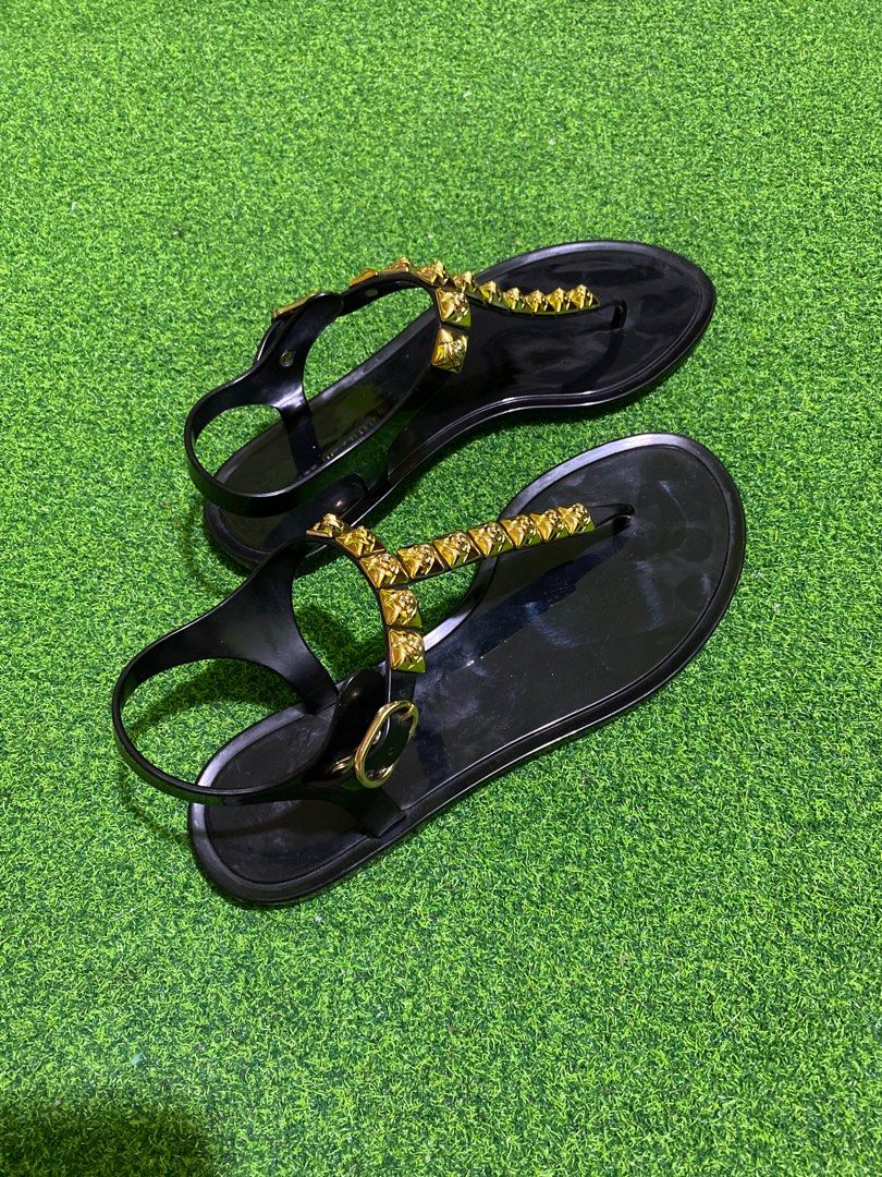 stuart weitzman studded jelly flat sandals