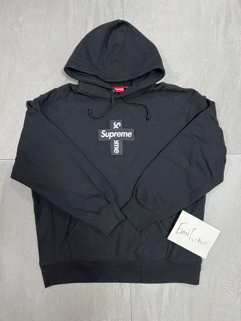 Supreme Cross Box Hoodie Black L, 男裝, 上身及套裝, 衛衣- Carousell