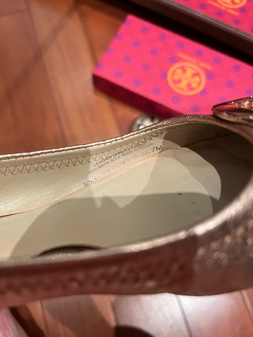 Tory burch rose gold flats best sale