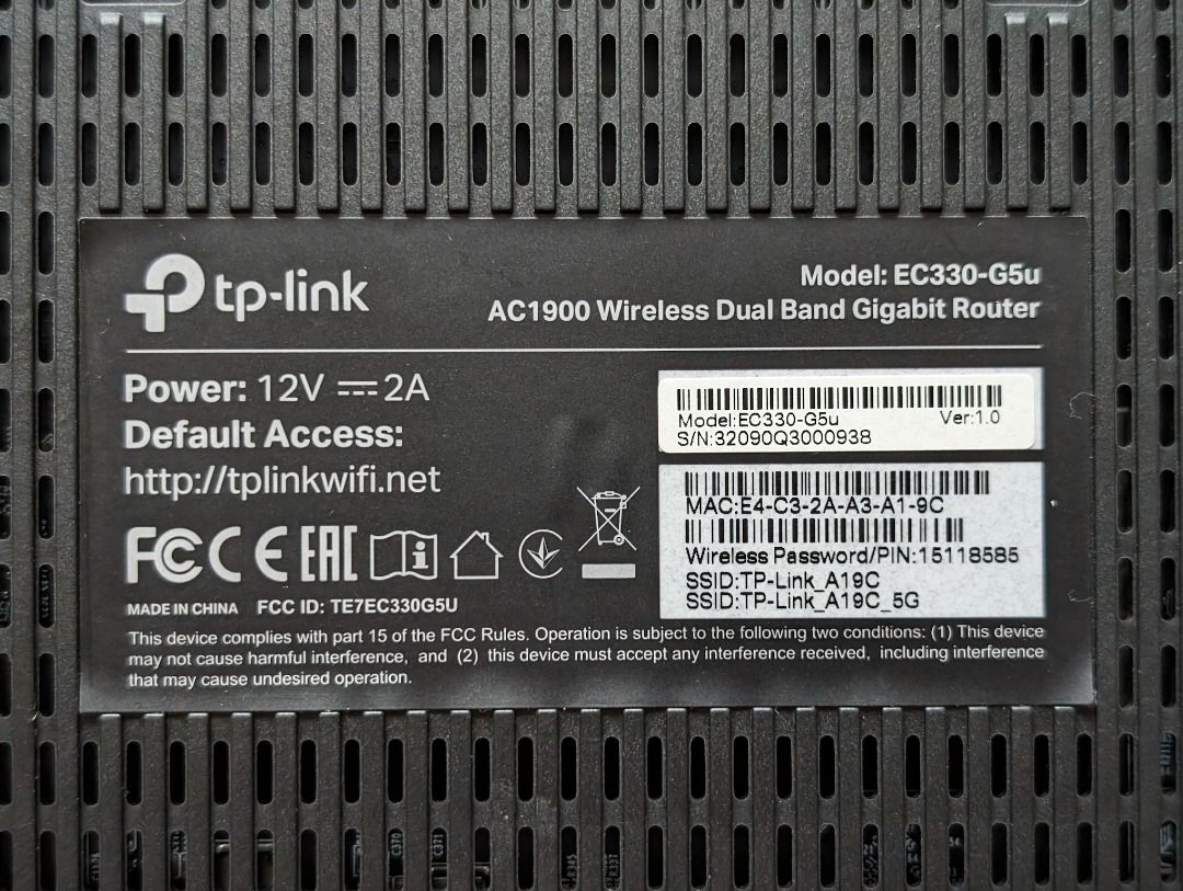 TP-Link AC1900 Dual Band Router (Model: EC330-G5u), Computers & Tech ...