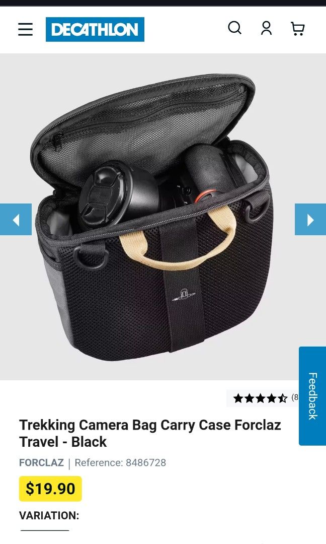 Trekking Camera Bag Carry Case Forclaz Travel Black