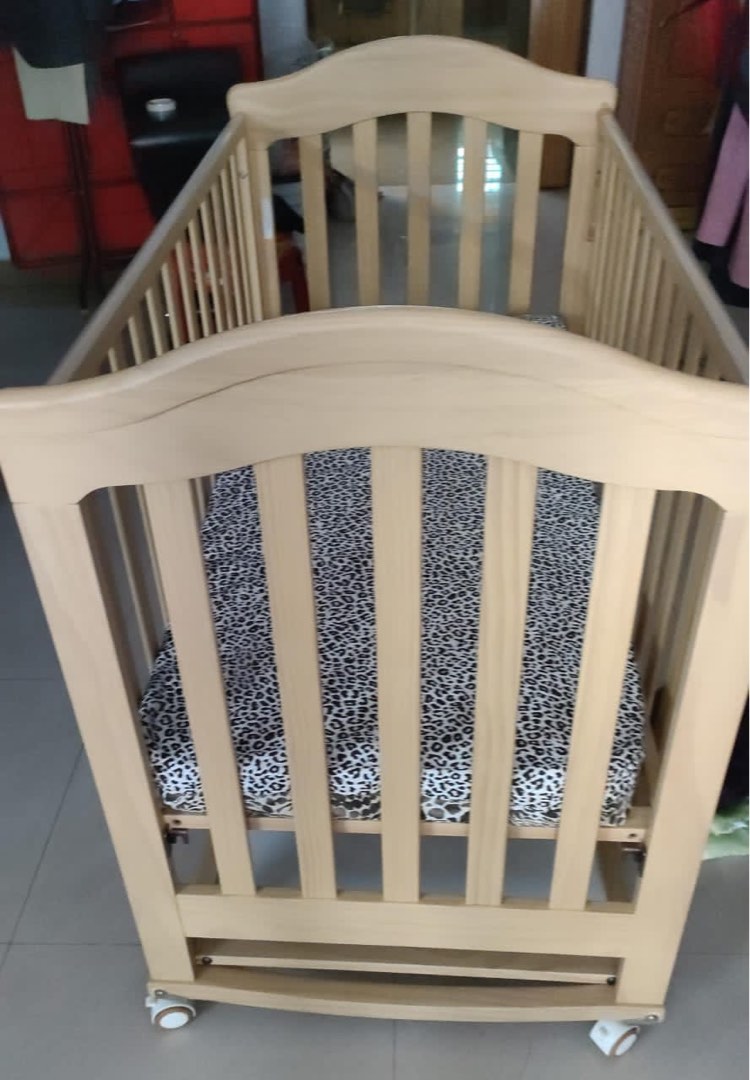 Wooden Baby Cot with roller (very solid) New, Babies & Kids, Baby