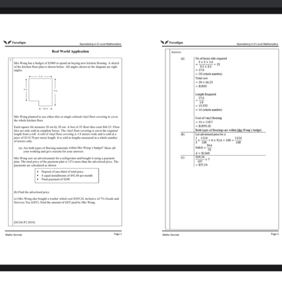 RAFFLES STUDENT Sec 3/4 O Level E/A Math Package [Top Student's Notes ...