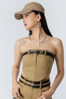 YHF Belted up top in camel