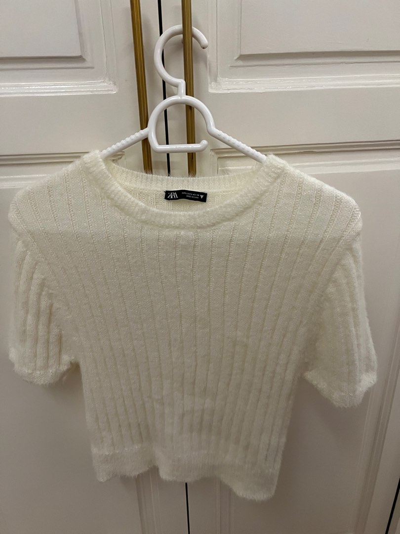 Zara — Fuzzy Ribbed Top, Women's Fashion, Tops, Blouses on Carousell