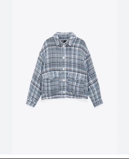 ZARA Soft Tweed Oversized Button Up Jacket