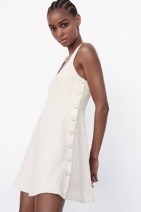Zara white sale tweed dress