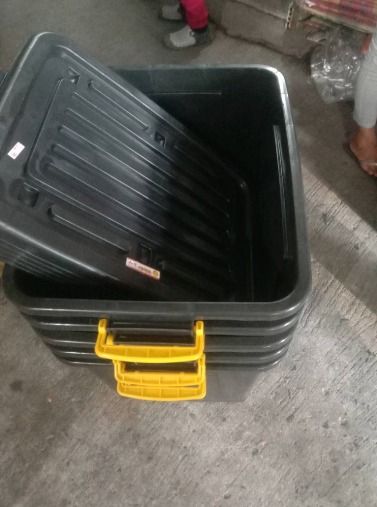 143L BIG STORAGE BOXES - To Matimtiman QC (Category: Storage Boxes & Baskets) located in Quezon City. Submitted by uno_store (Listing ID 1268059938, Image 1). Description: ‼️ GRAND SUPER SALE 💯 ‼️ ‼️ STOCKABLE STORAGE 💯 ‼️ OPEN FOR BULK ORDERS Wholesale/Dealer/Supplier/Retailer PANG PERSONAL AT PANG NEGOSYO ✅ proof of delivery 💯 % ✅ 5 boxes 143L black storage boxes SOLD SOLD Bound to Sauyo Nova QC! thank you po maam Gly! till your next order p