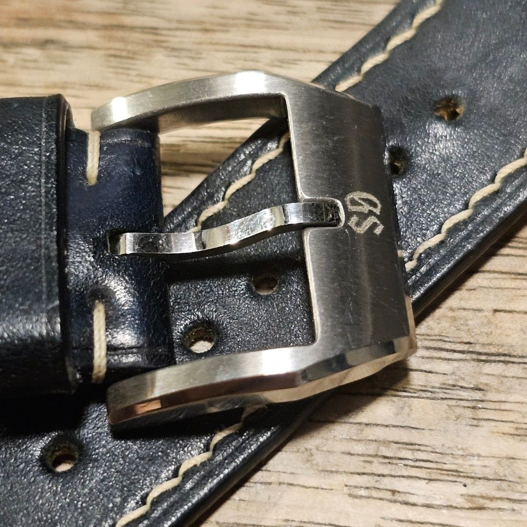 18mm Grand Seiko Buckle on Custom Navy Blue 19mm Strap
