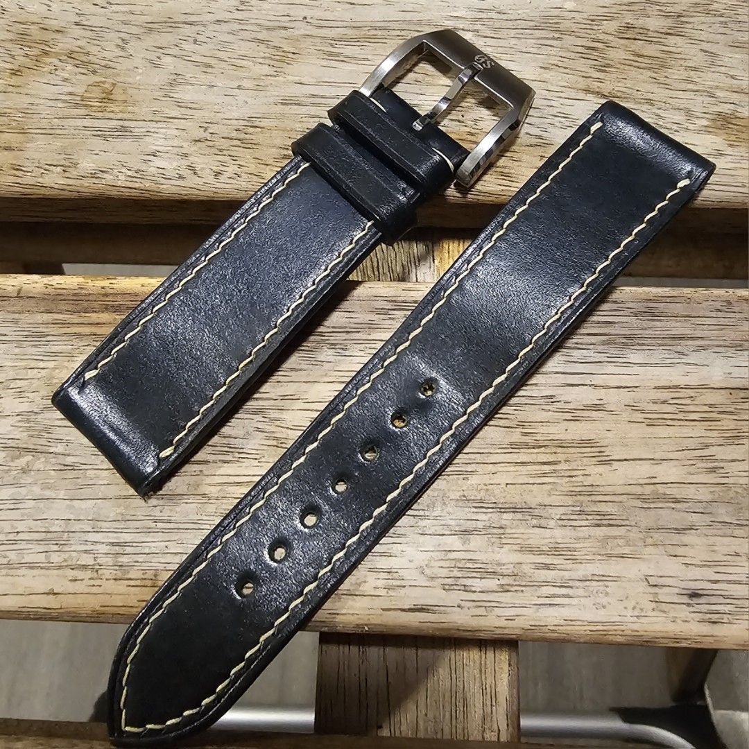 18mm Grand Seiko Buckle on Custom Navy Blue 19mm Strap