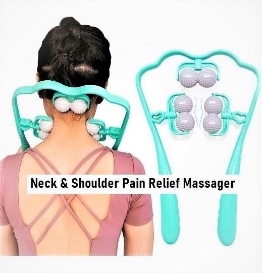 Deep Tissue Neck Roller Massager With 6 Wheels - Handheld Shoulder