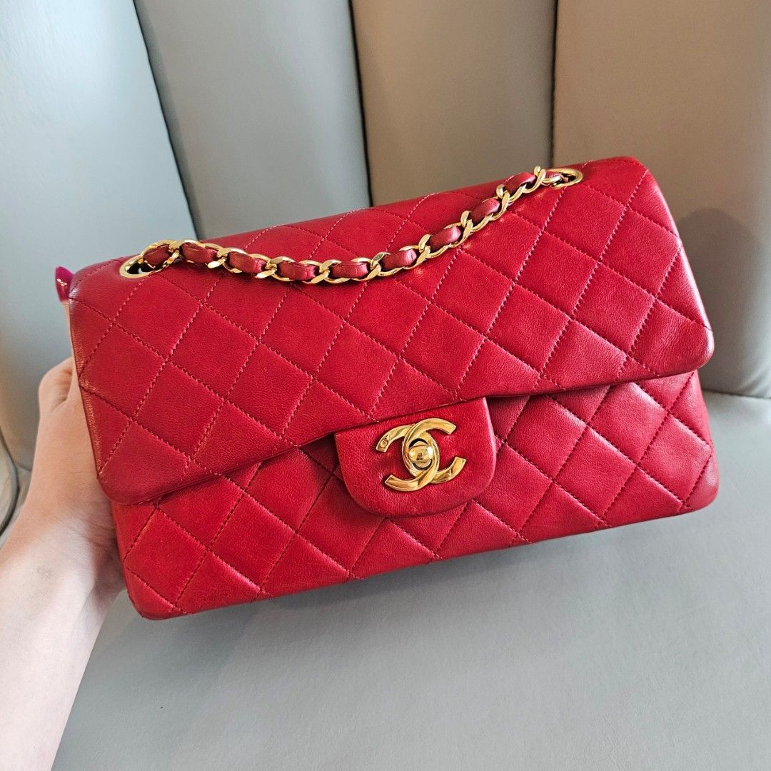 ❤️ [RARE!] VINTAGE CHANEL DEEP RED CLASSIC FLAP BAG SMALL CF