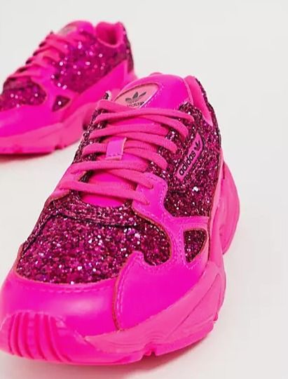 Adidas originals premium pink glitter falcon sneakers discount