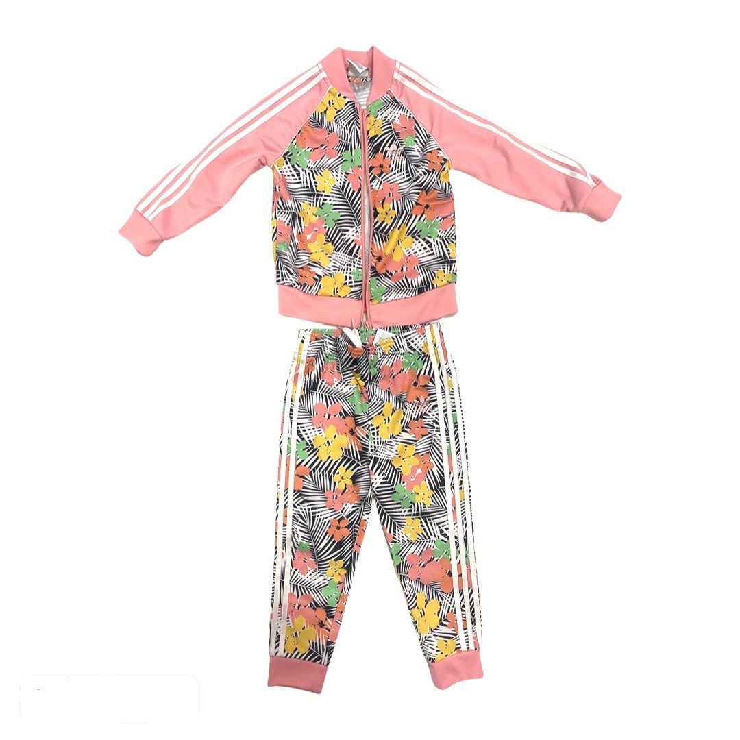 Adidas Tracksuit Pink Floral kids 3 4 years