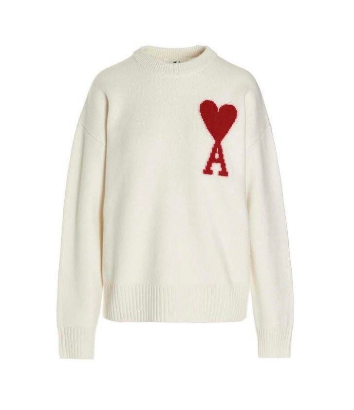 AMI Paris Big heart Wool Jumper Men s Fashion Coats Jackets and