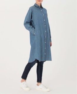 ANN4205: Muji women M To L size cotton denim shirt dress