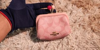 Auth Coach kiss bag pink monogram