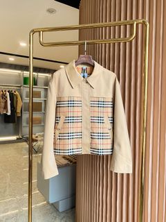 Authentic Burberry ️ Plaid Panel Cotton Jacket Lightweight Trench Coat