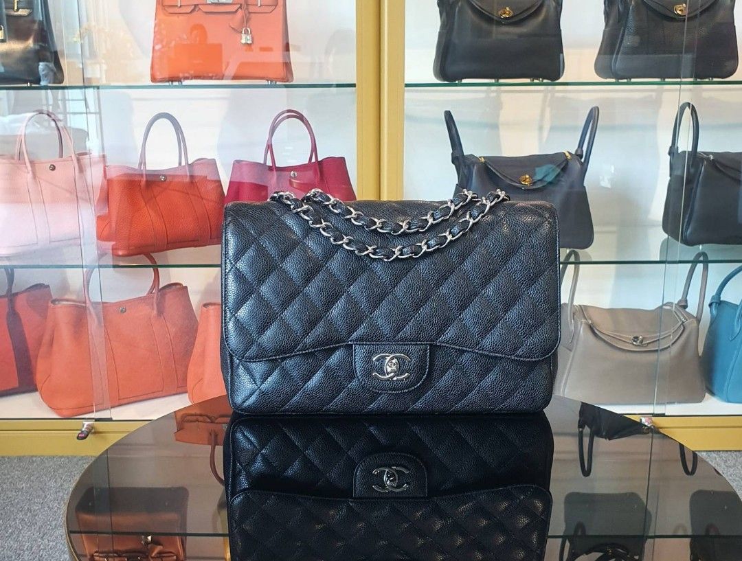 Chanel jumbo black new arrivals caviar silver hardware