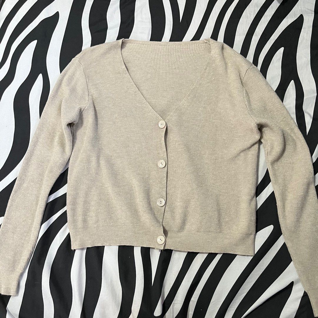 Beige Cardigan, Women's Fashion, Coats, Jackets and Outerwear on Carousell