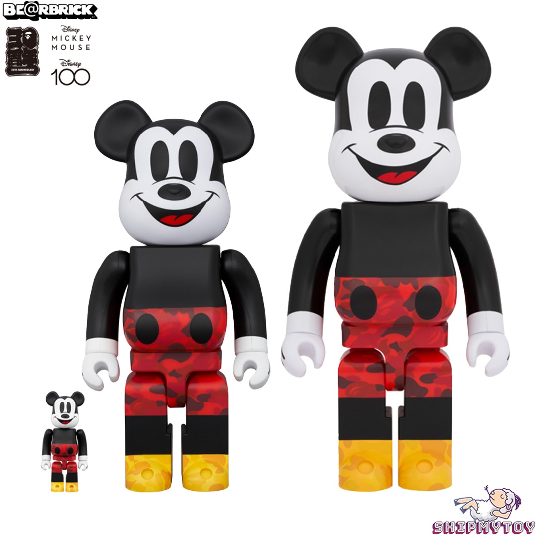 預訂」BE@RBRICK BAPE(R) MICKEY MOUSE COLOR Ver., 興趣及遊戲, 玩具