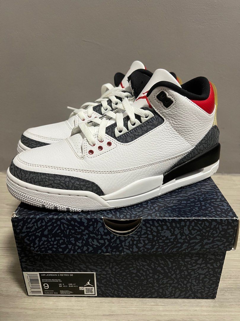 Nike air jordan 3 retro se denim fire red clearance