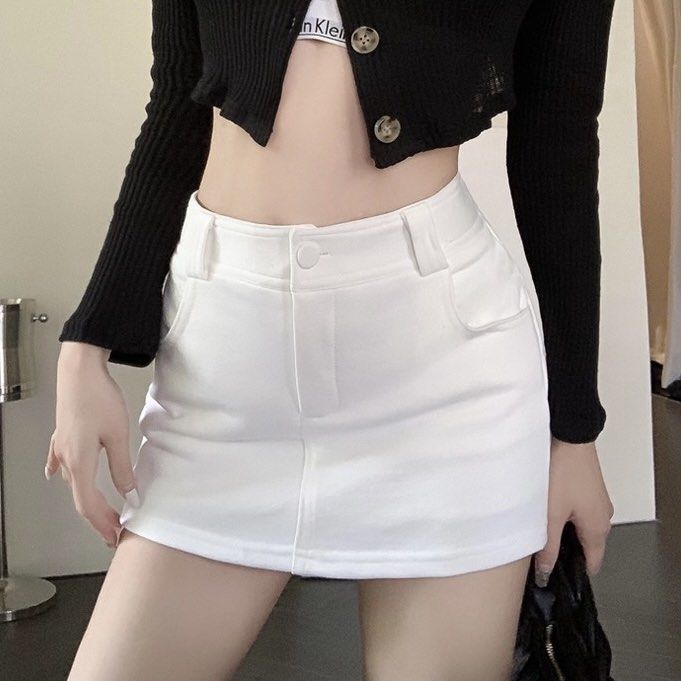 BNWT XXS XS White Bodycon Skirt with Safety Shorts Women s