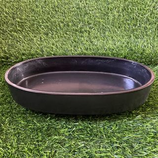 Bonsai Ikebana Stoneware Black Footed Oval Pot Vase with Water Marks 12.5” x 7” x 3” inches - P399.00