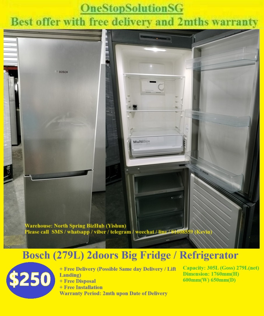 Bosch (279L) 2doors Big Fridge / Refrigerator (250 + Free Delivery and