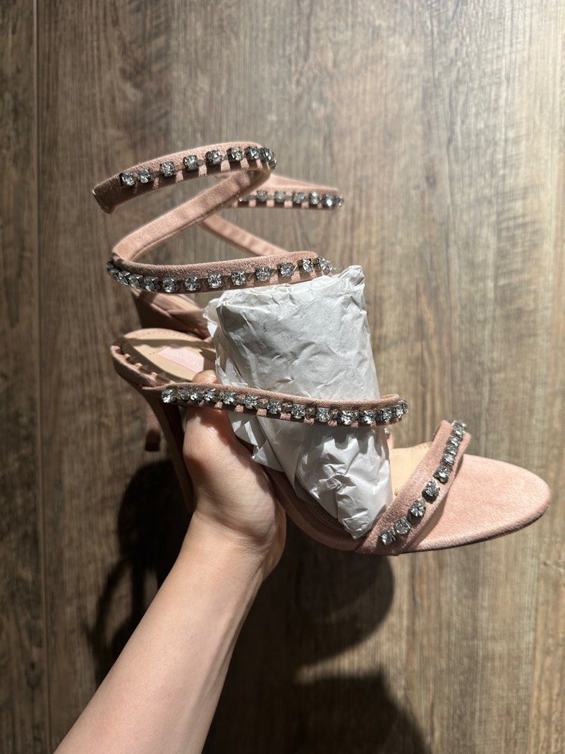 PENDING PICKUP Carli Bybel x Missguided Crystal wrap heels SIZE