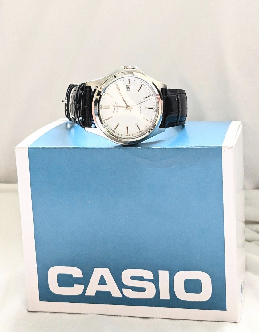 Casio (MTP-1183E-7ADF) Black Leather Strap Watch for Men, Luxury ...