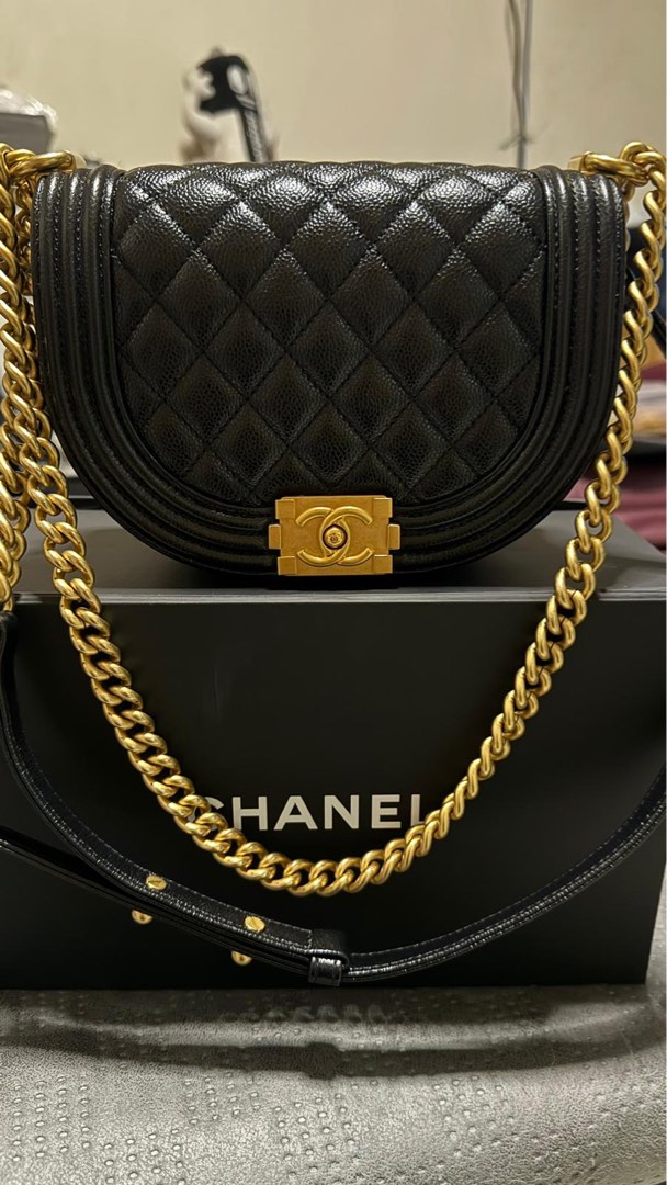 Chanel 2022 Small Boy Messenger Bag AS3350 Black Leather Pony