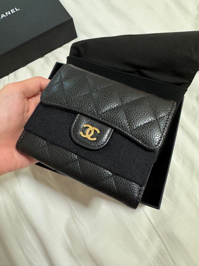 Chanel Classic Small Flap Wallet in Black Caviar GHW, Luxury, Bags