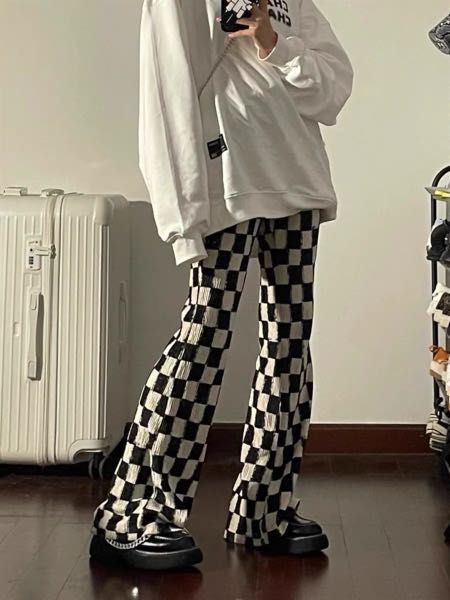 Checkered loose top pants