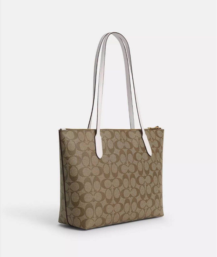 Coach Zip Top Tote in Signature Canvas Luxury Bags Wallets on