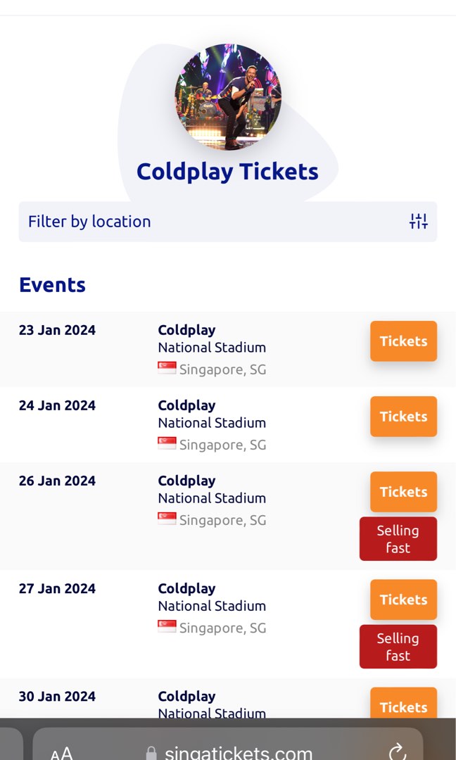 [PENDING] Coldplay Tickets 2024 26 January, Tickets & Vouchers, Event