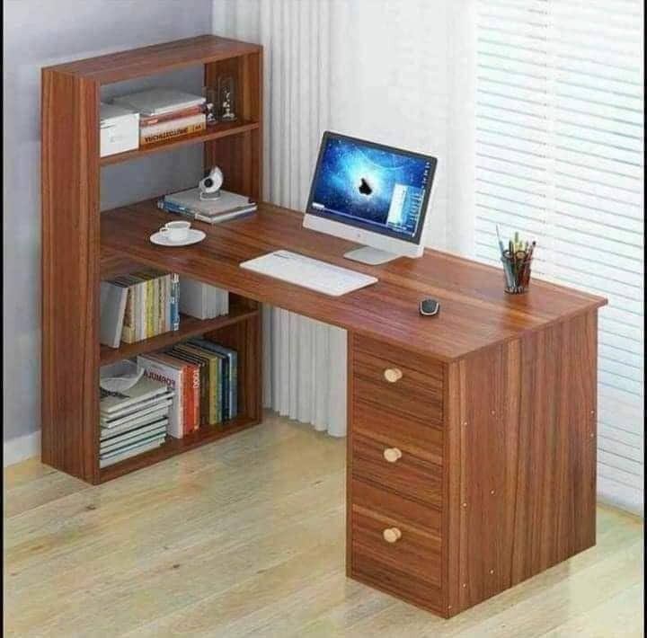COMPUTER TABLE WITH BOOK SHELVES (Category: Office Furniture & Fixtures) located in Manila. Submitted by dparma28 (Listing ID 1267967823, Image 2). Description: 120cm*43cm*120cm (LxWxH) good quality materials best selling table bnew unassembled nakabox with instruction open for bulk orders and retail. same day delivery cod available.